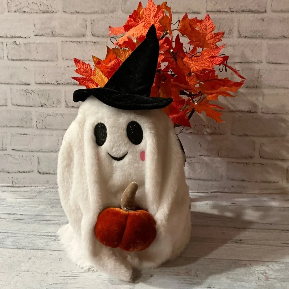 MARTHA STEWART 14in Fabric Ghost With Pumpkin